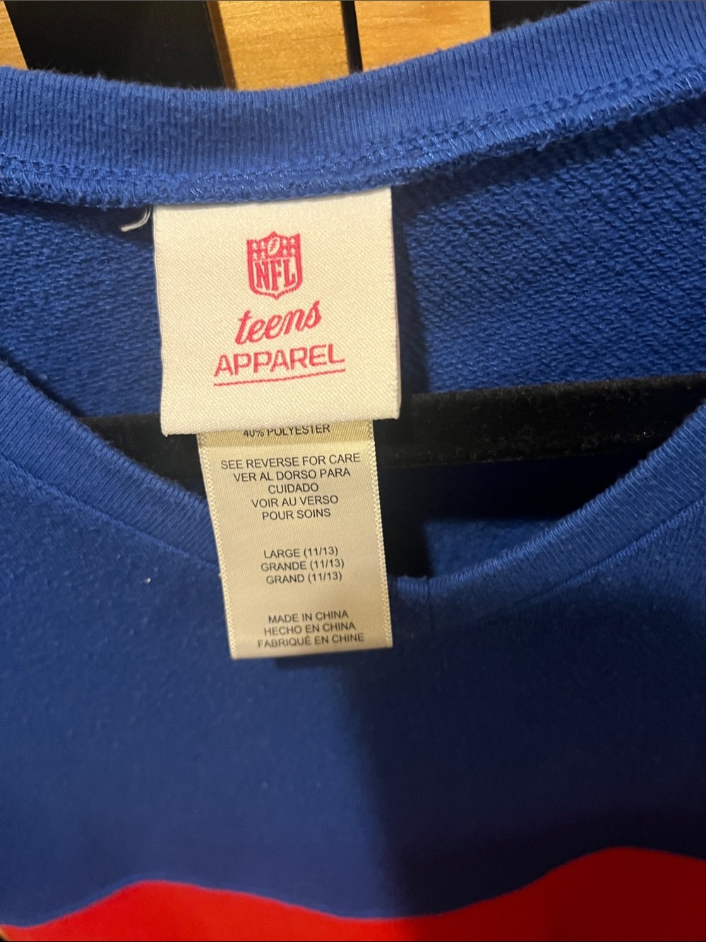 NFL Kids Blue and Red Buffalo Bills Colorblock V-Neck Sweatshirt - Picture 2 of 7